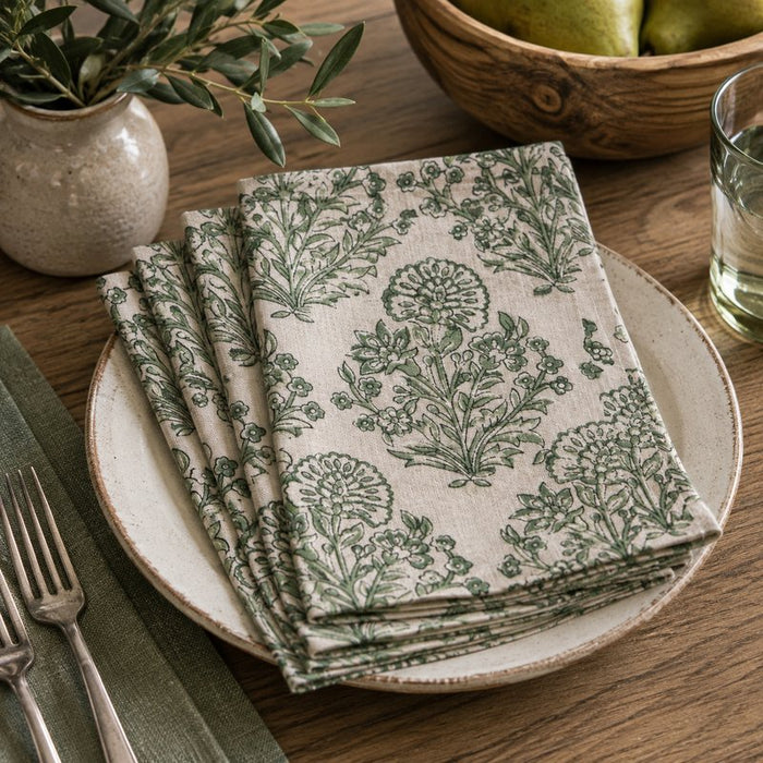 Viridian Block Print Napkin Set of 4