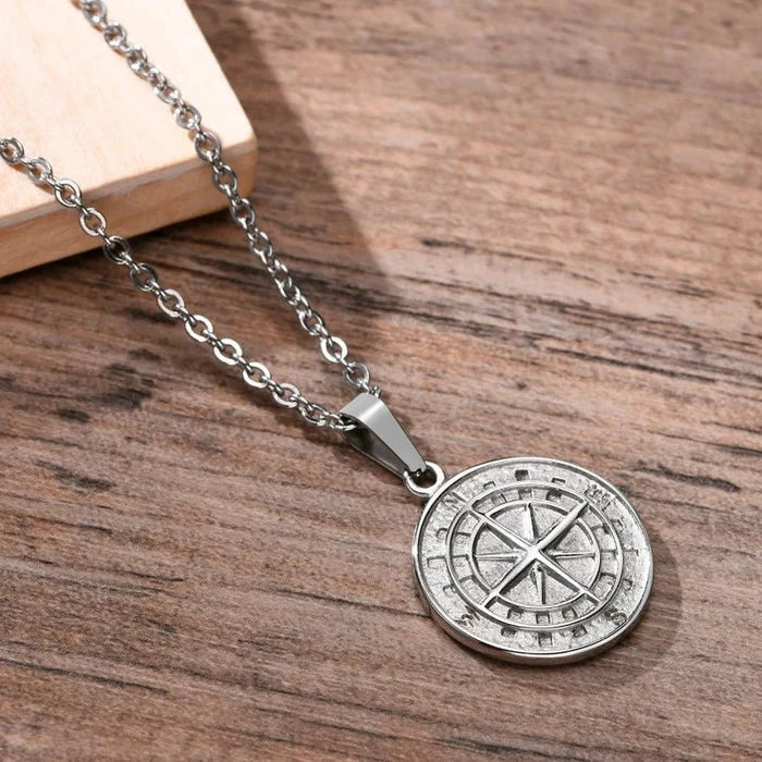 Waterproof Men's Compass North Star Necklace - Ornaments Co - Gold