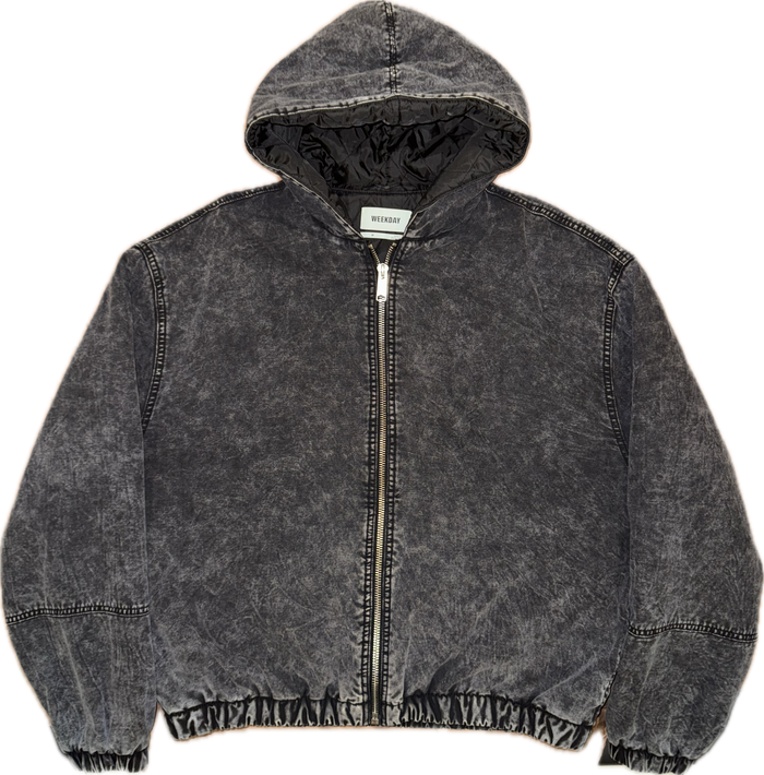 Weekday Remy Relaxed Fit Hooded Bomber Jacket in Grey wash
