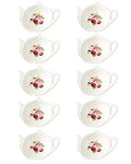 White Porcelain Ceramic Set with Flower Trim Teapot-Shaped Tea Bag Holder Tea Bag Coasters, Spoon Rests; Classic Tea Saucer Seasoning Dish Set (XQX)