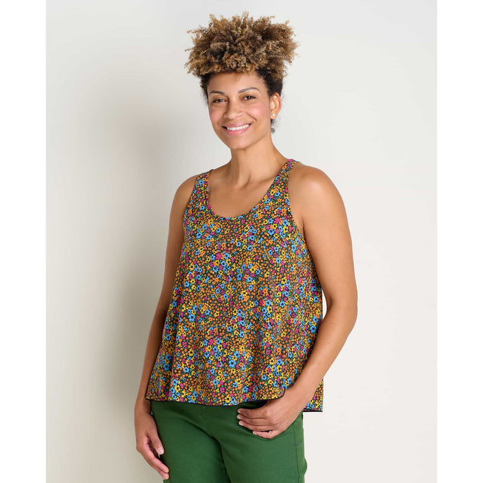 Toad&Co Women's Sunkissed Tank (Clearance) - Black Micro Floral Print