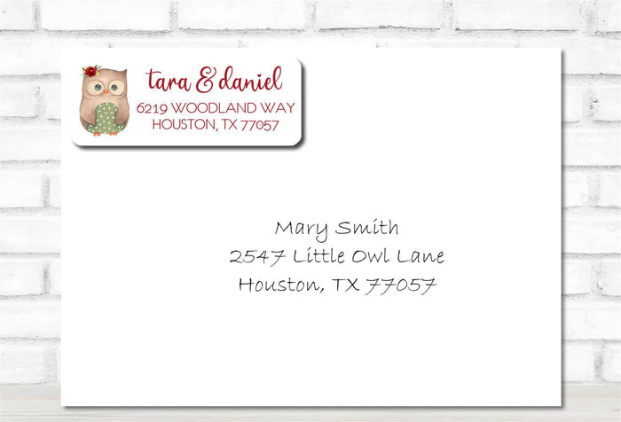 woodland owl return address labels