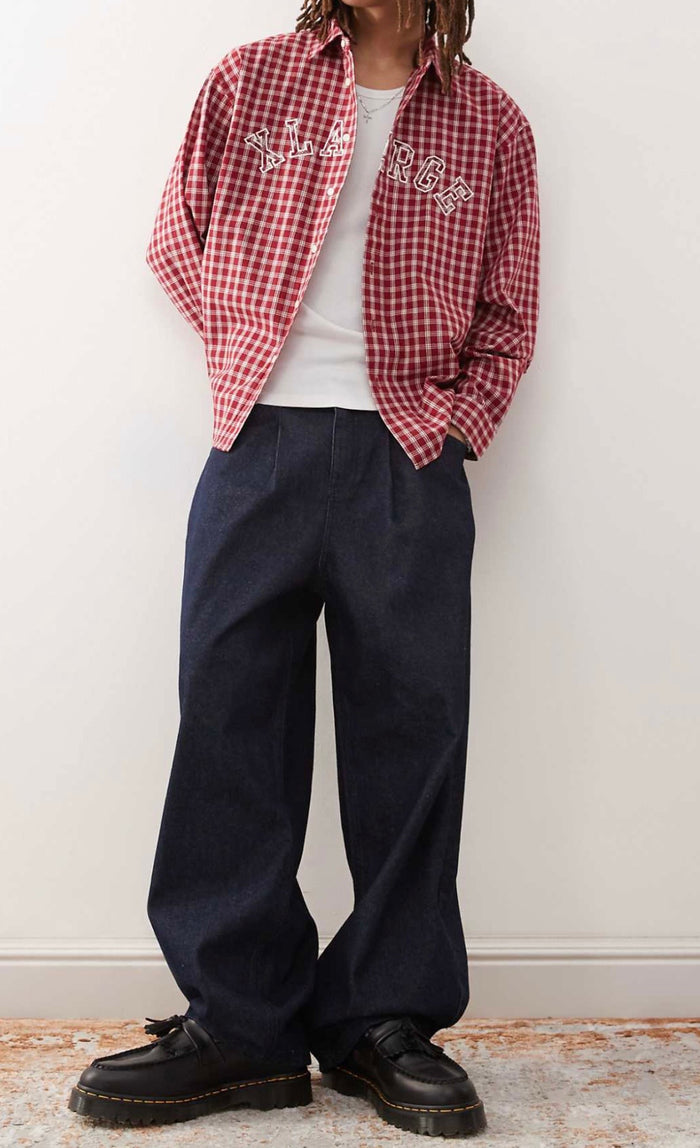 XLARGE shirt with embroidered logo in Red check